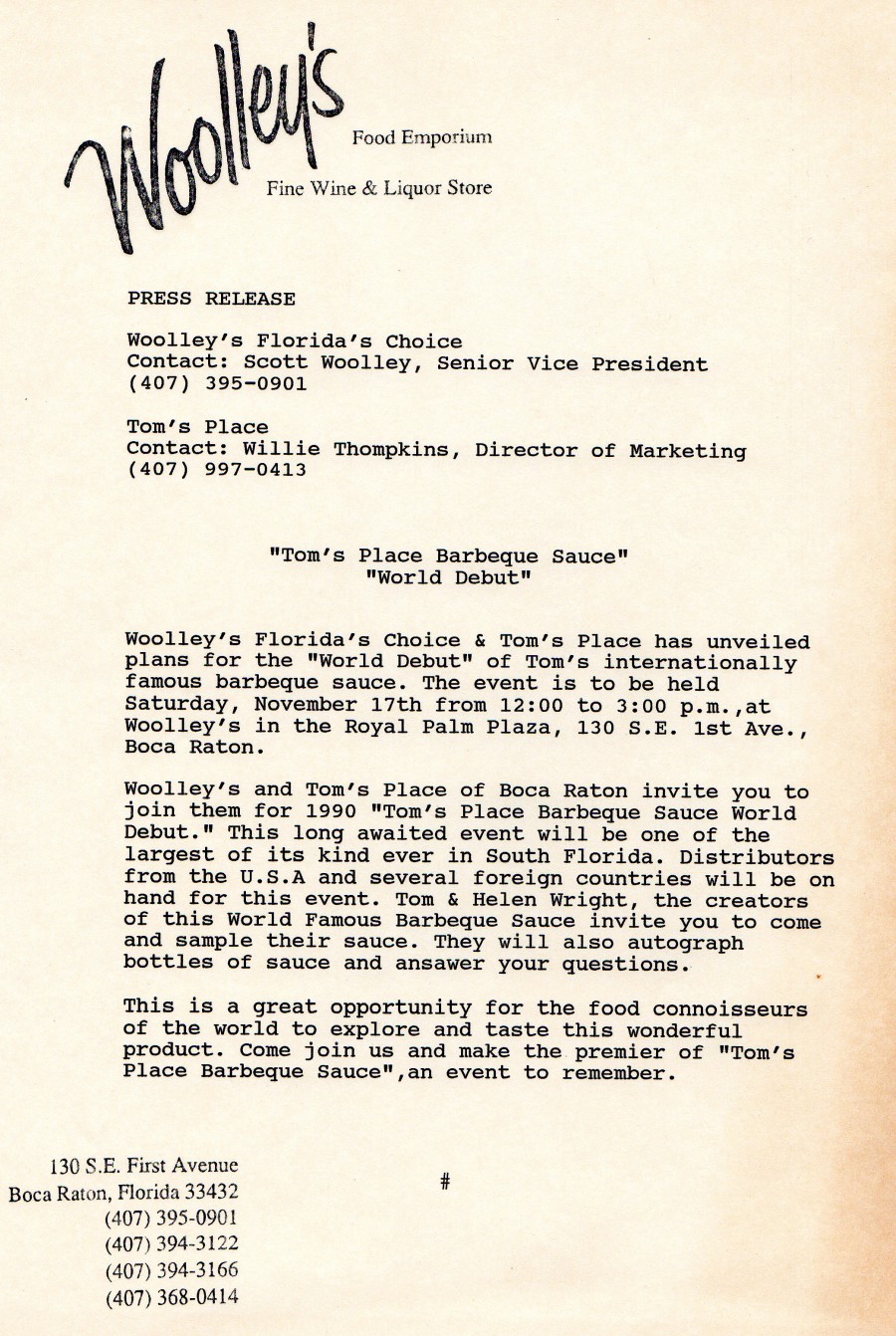 11 17 1990   Press Release Toms Barb